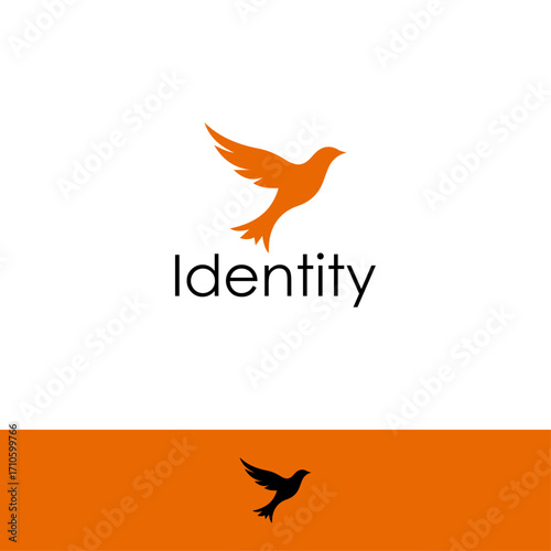 Graceful Orange Bird Identity Logo with Two Backgrounds.