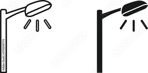 Street light icon vector illustration outline and solid style