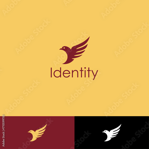 Elegant Flying Eagle Bird Logo with three different backgrounds. 