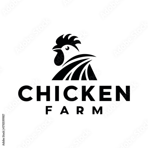 realistic logo chicken farm   design eps vector template
