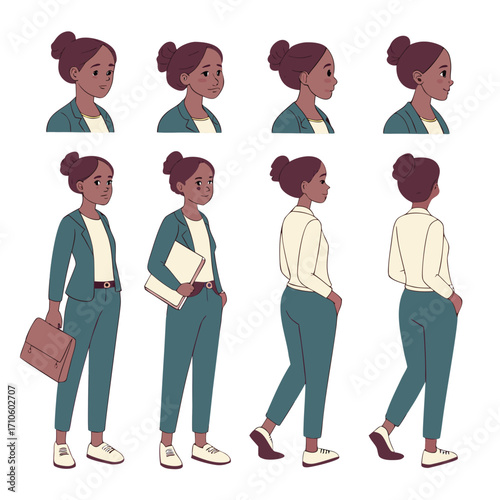 Casual Business Woman Character Constructor Vector Set