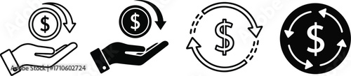 Money transfer icon set financial transaction vector graphic