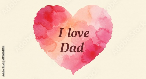 Heart shaped watercolor i love dad