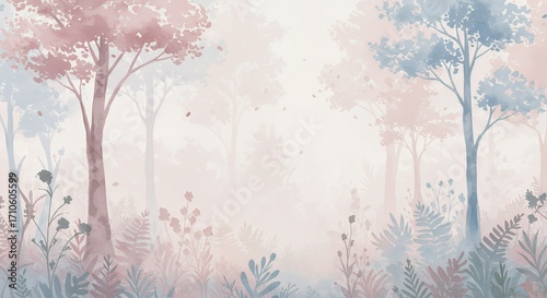 Pastel forest scene