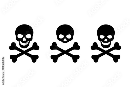 three skull and crossbones warning sign silhouette  