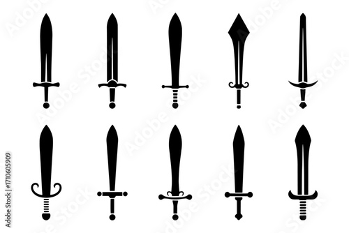various sword weapon blade steel silhouette  