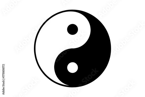 Yin Yang symbol silhouette, concept of balance and harmony
