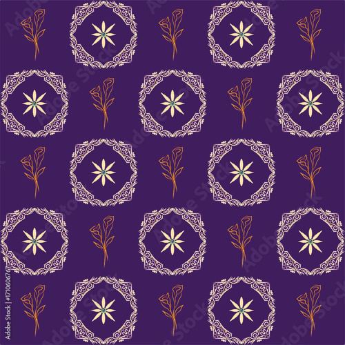 Tulip and Agapanthus Decorative Floral Pattern.eps