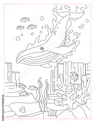 Underwater Dive with Jellyfish Coloring Page: A Mysterious Ocean Scene