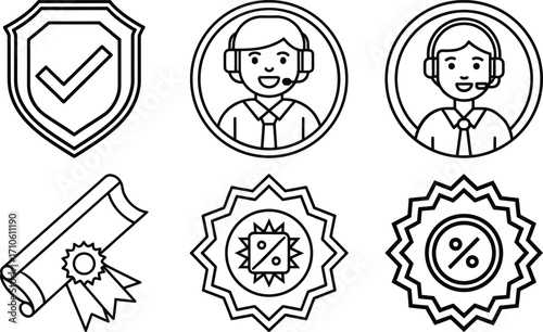 Goal tracking milestone icon set, editable stroke, mission achievement target success medal reward celebration trophy UI pack, business planning icons vector illustration.
