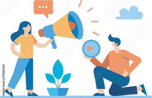 Modern digital marketing strategy illustration for web content creation