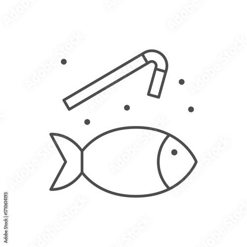 Plastic waste in water line icon
