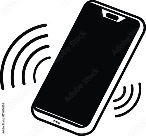 vibrating smartphone icon, symbol for incoming notification or call.