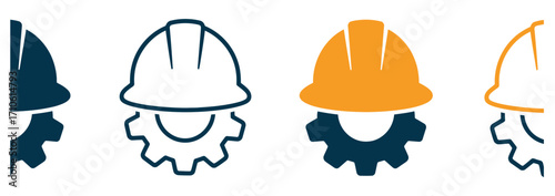 WebConstruction teamwork icons showing safety and progress, illustrating industrial solutions and engineering collaboration, highlighting protection and mechanical design, symbolizing innovation