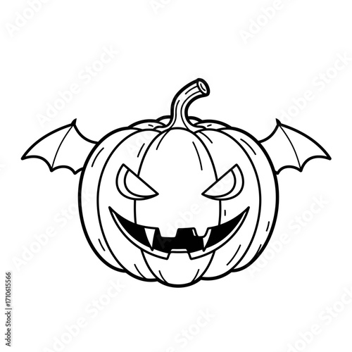 Evil Pumpkin with Bat Wings Scary Jack O Lantern Halloween Idea