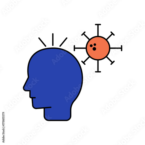blue head orange virus concept clip art preview