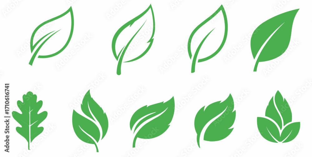 Naklejka premium Set of green leaves Illustration vector