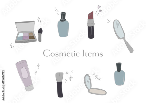 手描きのコスメアイテムセット