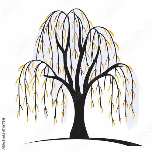 Vector art of stylized weeping willow tree