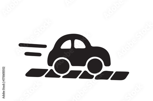 Car racing icon silhouette illustration with white background.