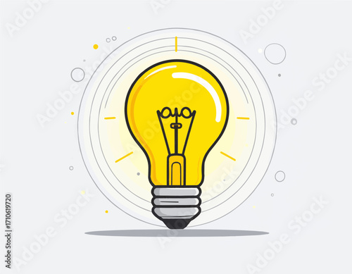 Minimalist glowing light bulb vector illustration