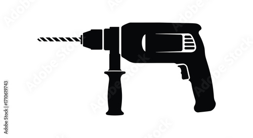Simple black and white illustration of a handheld power drill tool