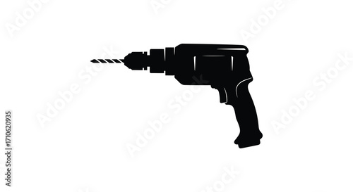 A black silhouette of a power drill a common construction tool