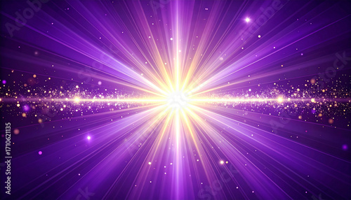 金色の光が中央から発光している、神秘的なイメージ背景