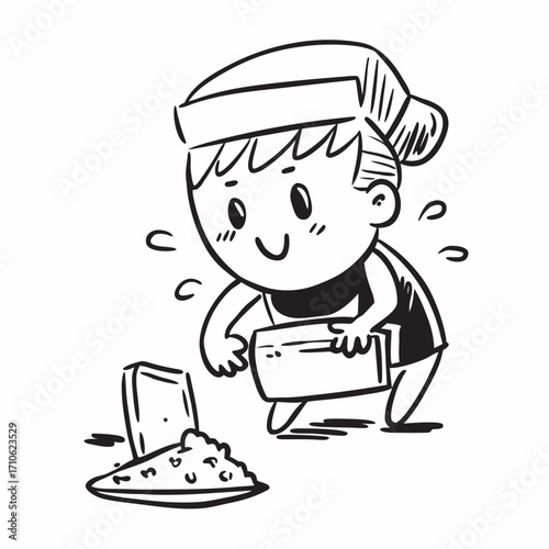 Cleaner Boy Cleaning Floor Vector Icon, Housekeeping, Janitor, and Cleaning Service Illustration