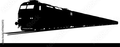 Train vector silhouette illustration isolated on white background a train on the railway 