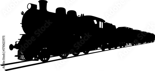 Train vector silhouette illustration isolated on white background a train on the railway 