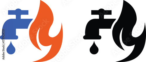 tap with fire icon silhouette