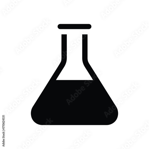 Simple black icon of a flask with liquid