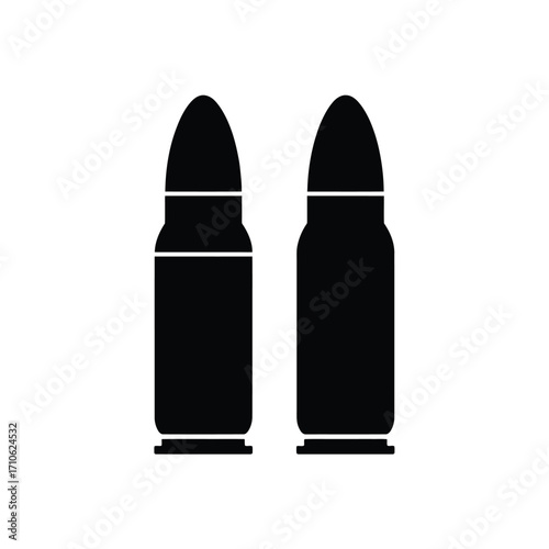 Two black silhouette bullets side by side on white background