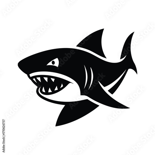 Shark mascot head tattoo style aquatic power fierce vector art illustration
