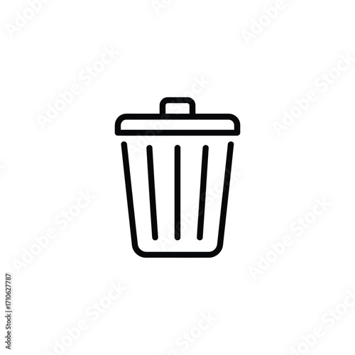 Simple line art icon of a trash can