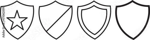 shield icon set. shield with tick mark and plus mark. Medical Protection symbol.Shield badge quality symbol isolated on transparent background. Design elements for safety and protection