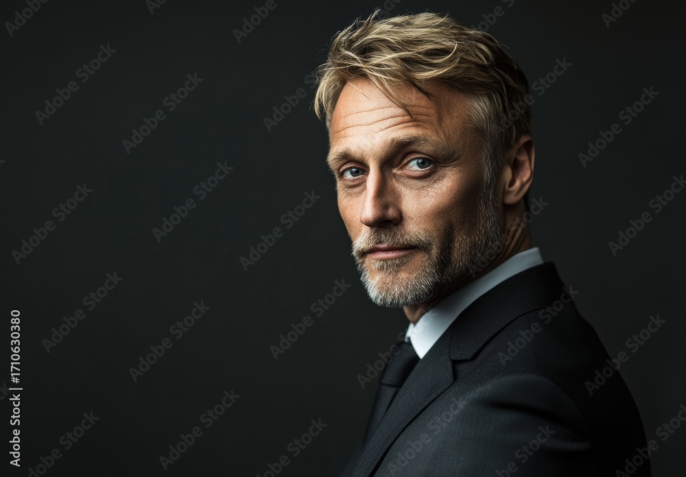Fototapeta premium Portraits of confident businessman in suits show calm determination and strong leadership presence. the composed expressions reflect professionalism and ambition.
