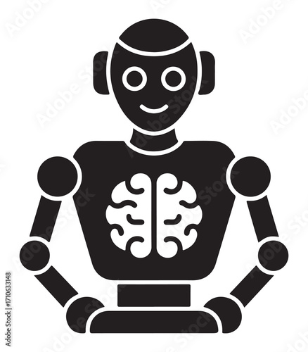 Abstract silhouette of a human head with neural network connections isolated on white background