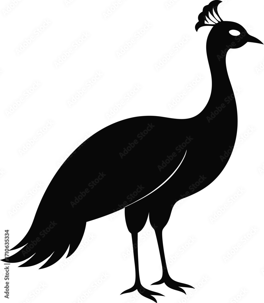 Obraz premium Peahen silhouette icon vector on white background 