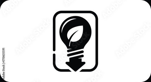 Vector art of eco energy bulb icon, with leaf inside, vector illustration of sustainable energy and environmental protection