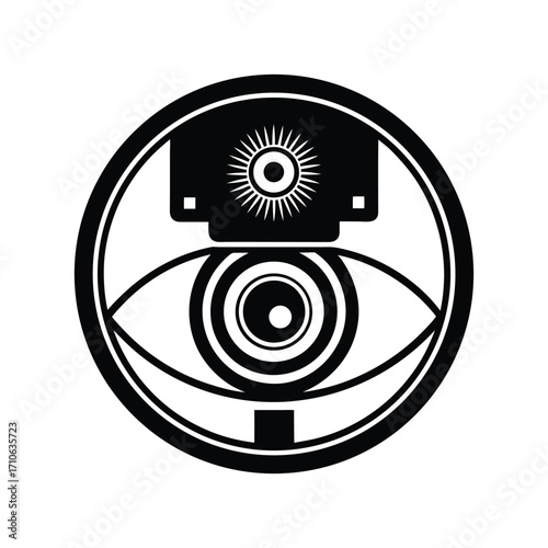 Biometric iris scanner secure identification tech vector art illustration