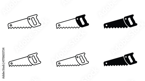 Vector art of collection of hand saw icons in various styles a versatile tool for cutting wood and other materials
