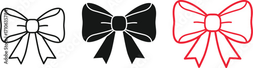 Bow ribbon vector set clip art design elements for decoration