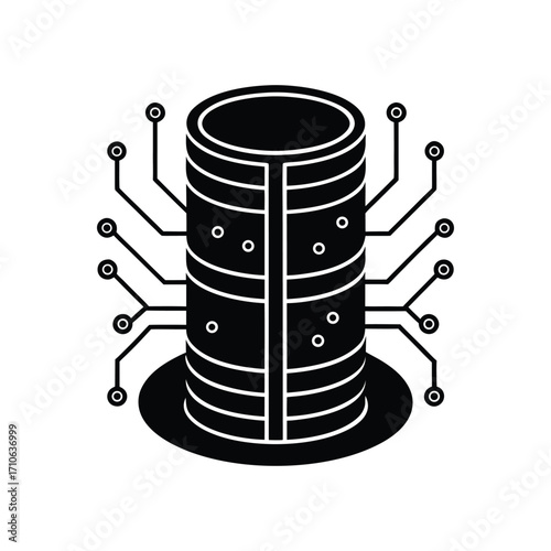 Futuristic AI supercomputer core advanced tech design vector art illustration