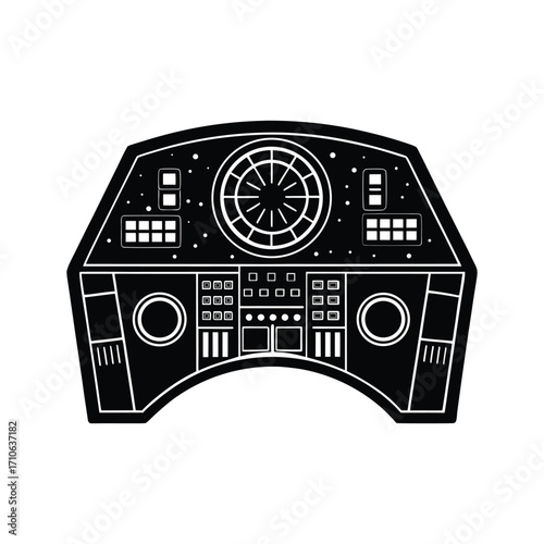 Galactic starship control panel futuristic spaceship tech vector art illustration