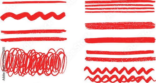 Doodle in Red A Variety of Hand-Drawn Lines and Scribbles