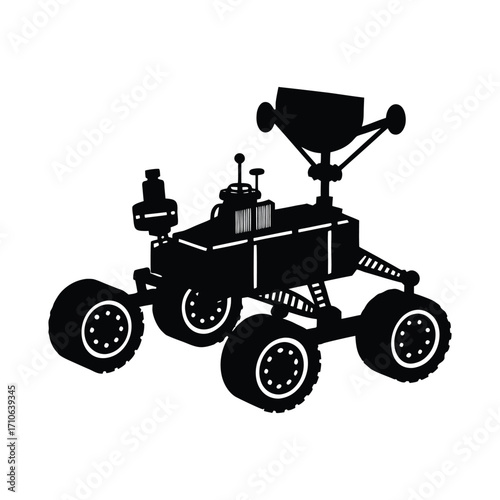 Space rover futuristic planetary exploration tech vector art illustration