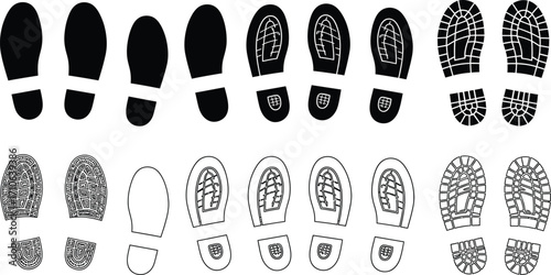 Footprint vector shoe sole print footwear steps black and white