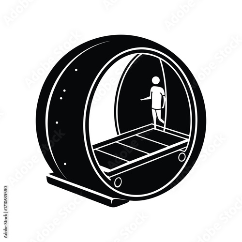 Zero gravity treadmill futuristic space fitness gear vector art illustration